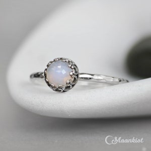 Blue Quartz Ring, Sterling Silver Stacking Ring, Blue Chalcedony Ring, Sagittarius Ring, Silver Blue Stone Ring | Moonkist Designs