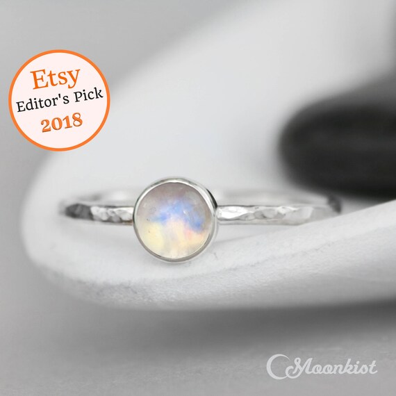 Rainbow Moonstone Promise Ring Sterling Silver Moonstone Etsy