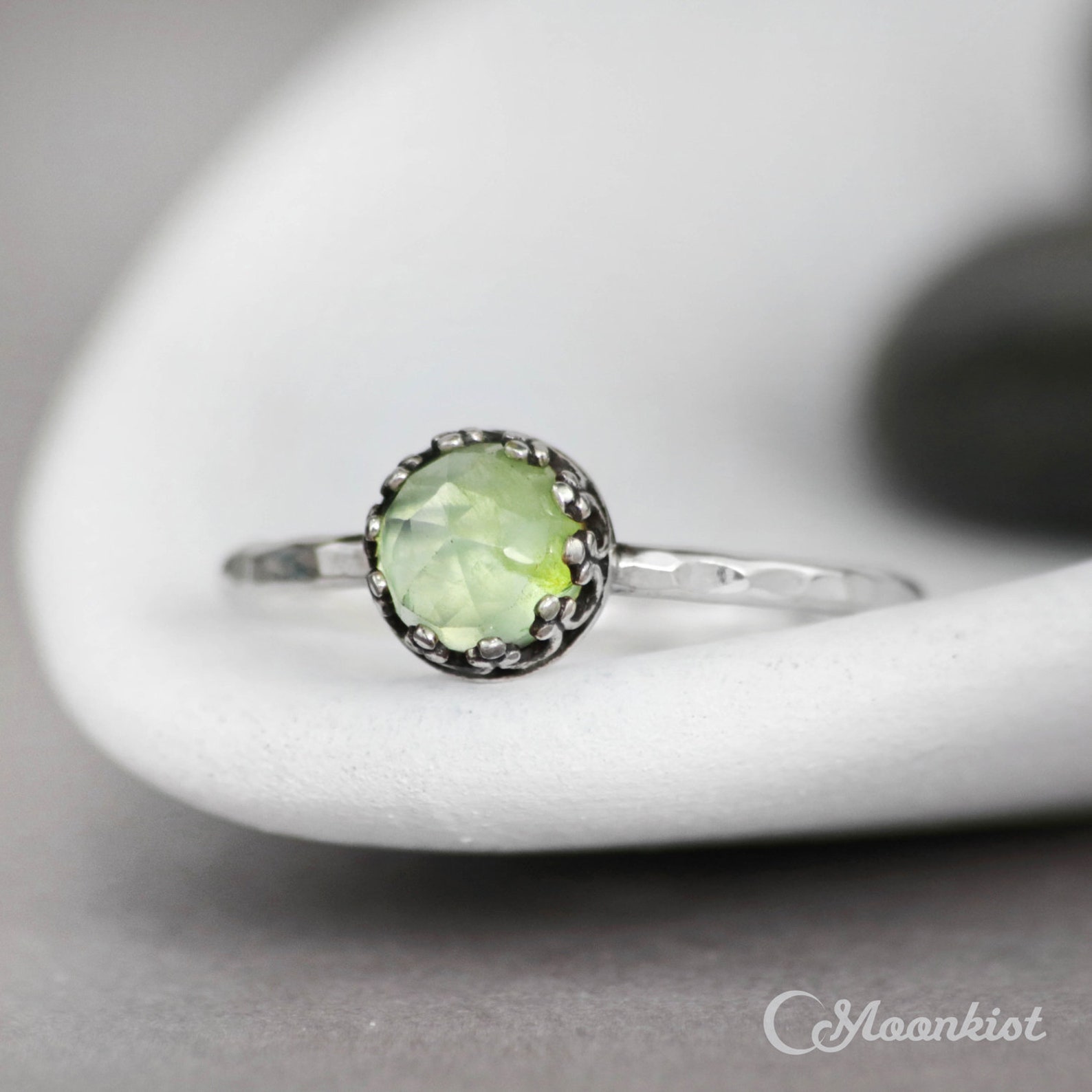 VintageStyle Promise Ring Spring Green Ring Sterling Silver Etsy