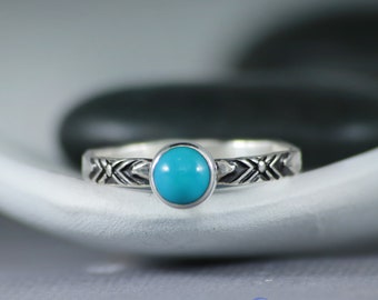 Natural Turquoise Promise Ring for Women, Southwestern Style Sterling Silver Turquoise Ring  | Moonkist Designs