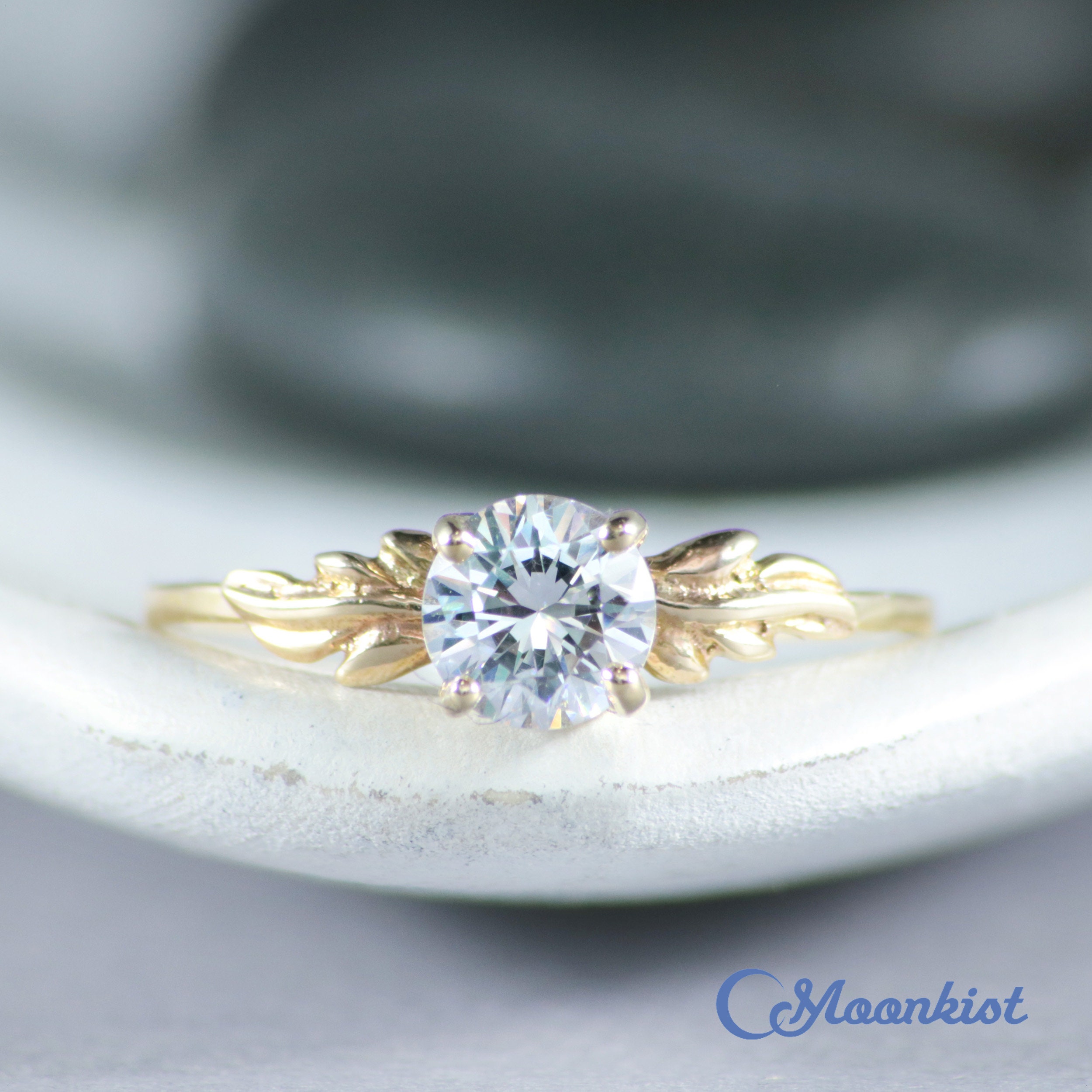 1 ct Blue MoissaniteEngagement Ring for her 14k goldSide stone Moissanite Gift for herAnniversary Gift for her