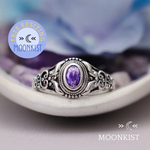 Unique High School Class Ring, Sterling Silver Graduation Ring, Graduation Gift for Her, Oval Promise Ring | Moonkist Designs
