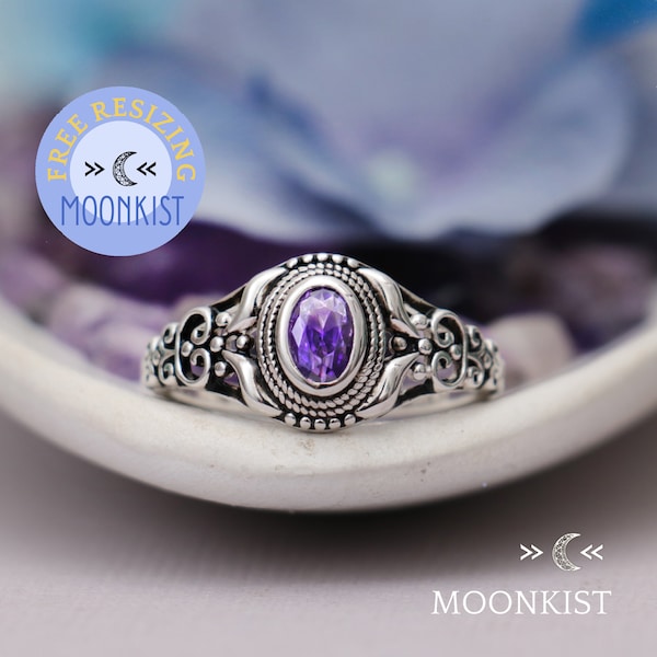 Bague unique pour classe lycée, bague de remise de diplôme en argent sterling, cadeau de remise de diplôme pour elle, bague de promesse ovale | Designs Moonkist