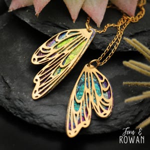 Butterfly wing necklace, multicolor butterfly pendant necklace, fairy wing charm necklace, handmade butterfly jewelry | Moonkist Designs