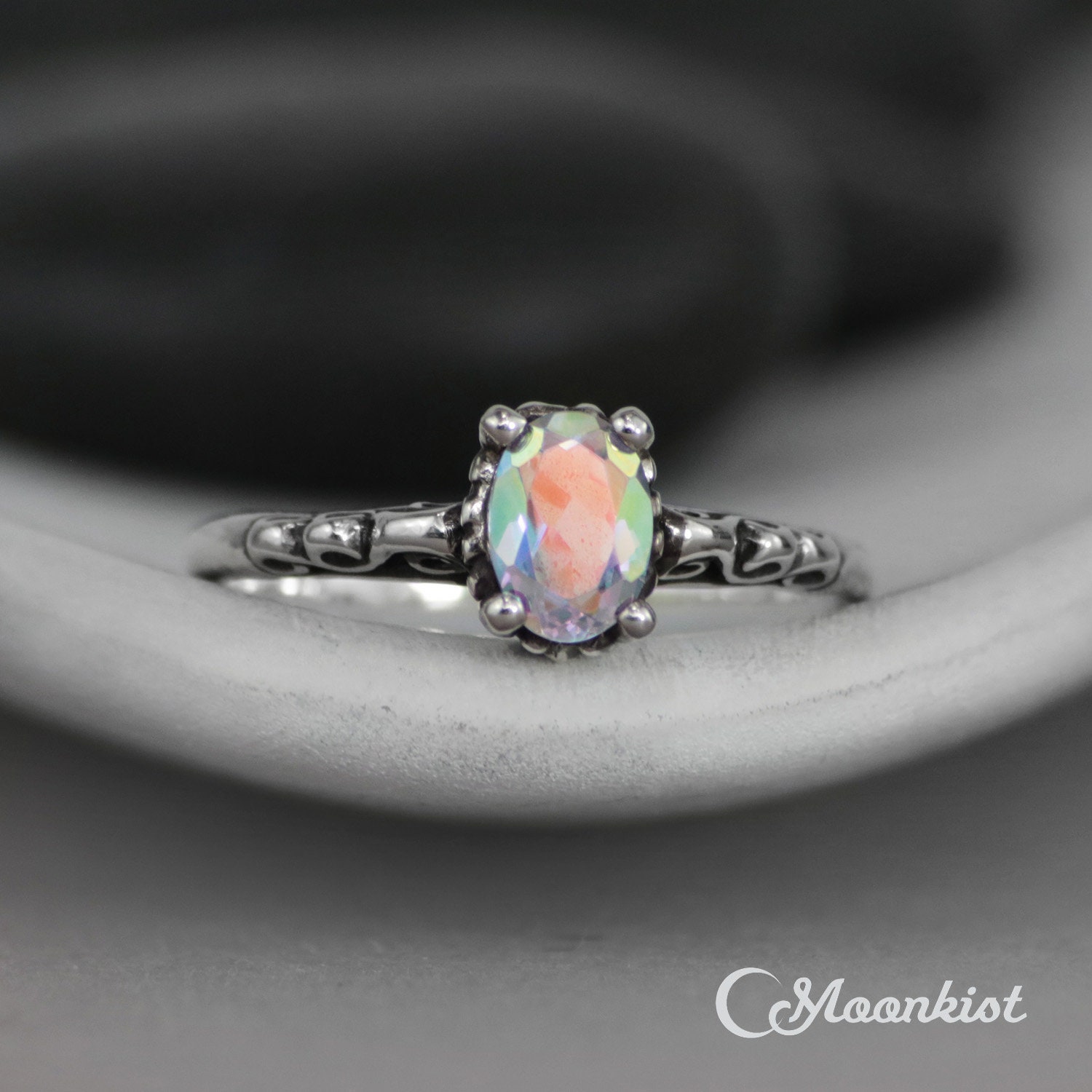 Retro Mystic Rainbow Topaz 925 Silver Ring Wedding Engagement Gemstone Diamond Retro Mystic Rainbow Topaz 925 Silver Ring Wedding Engagement Gemstone Diamond