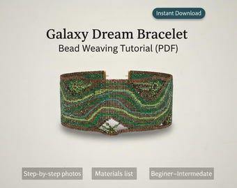 Galaxy Dream Bracelet Pattern – Beaded Cuff PDF Tutorial for Seed Beads