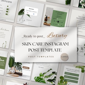 Natural Skincare Instagram Post Templates | Canva Templates | Beauty Social Media Kit | Editable IG Posts | Wellness Marketing.