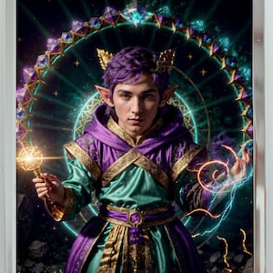 Vaelion the Riftbinder – Magical Elf Mage Digital Art Print | Fantasy Wall Decor | DnD Wizard Art | Printable Poster