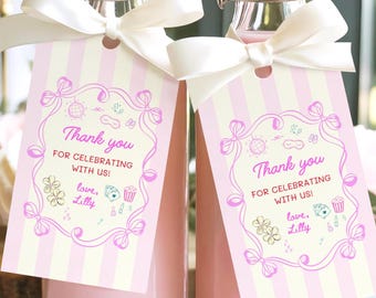 Slumber Party Thank you Tags | Sleepover Gift Tags | Pink Birthday Party | Teen Sleepover Favor Tags | Tween Teens Party | Digital Download