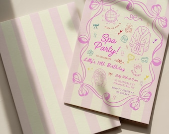 Spa Party Birthday Invitation Digital, Girls Spa Pamper Party Invite, Glam Party Birthday, Makeover Party, Editable Canva Template (5x7")