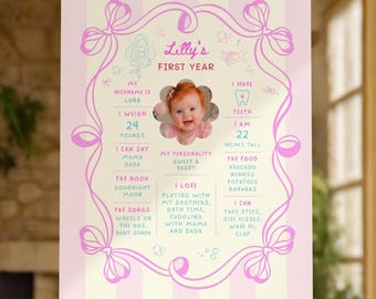 Mermaid Birthday Milestone Board, Doodle Mermaid Poster, Pink Mermaid Under the Sea, Mermaid Theme Birthday, Digital Editable Canva Template