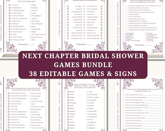 Her Next Chapter Bridal Shower Games Editable, A New Chapter Begins Bridal Games Storybook Book Theme Bridal Shower Signs | Digital Download