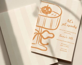 Halloween Party Invitation Digital, Costume Party Halloween Invitation, Let's Get Spooky, Editable Canva Template (5x7")