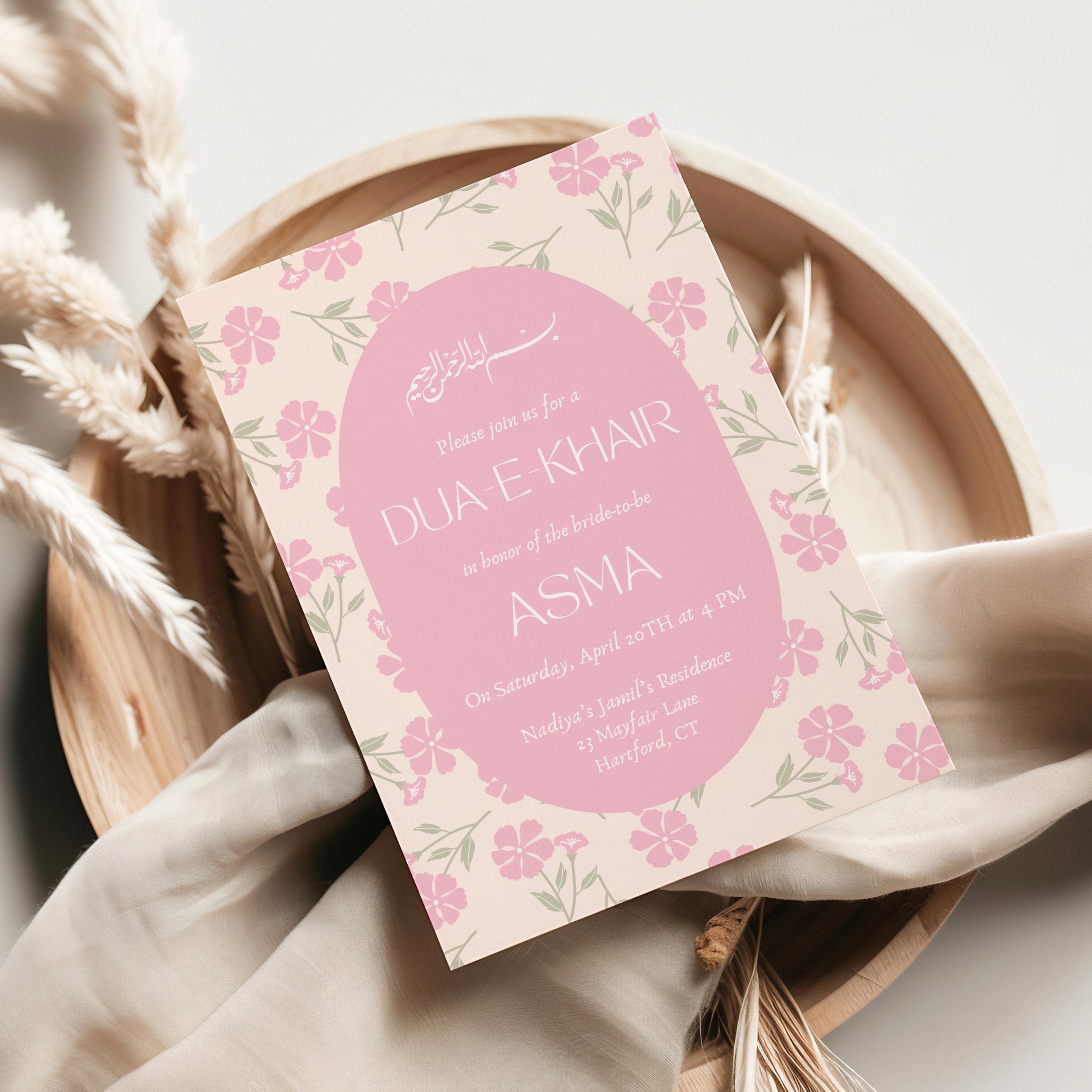 その他 Invitation Dua E Khair Invitation | Pink Floral Baat Paki Engagement | 5x7