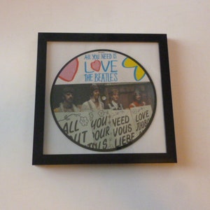 The Beatles All You Need Is Love 7 Picture Disc 45rpm Record Black Frame RP 5620 Parlophone Records 1987 Record Sale image 1