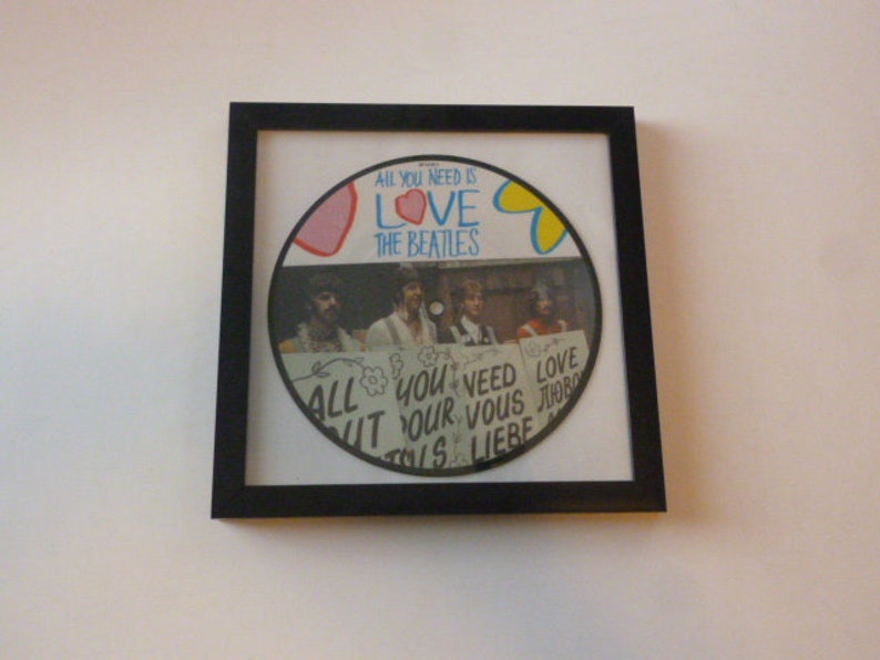 The Beatles All You Need Is Love 7 Picture Disc 45rpm Record Black Frame RP 5620 Parlophone Records 1987 Record Sale image 1