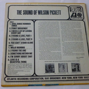 The Sound Of Wilson Pickett Vinyl Record LP SD 8145 Atlantic Records 1967 Records Sale image 2