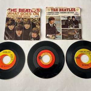 The Beatles 45rpm 7&quot; Record Lot: A Hard Day&#39;s Night, Nowhere Man, Slow Down