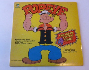 Popeye The Sailor Man Children Record LP 1113 Peter Pan Records 197? Vinyl Records  Sale