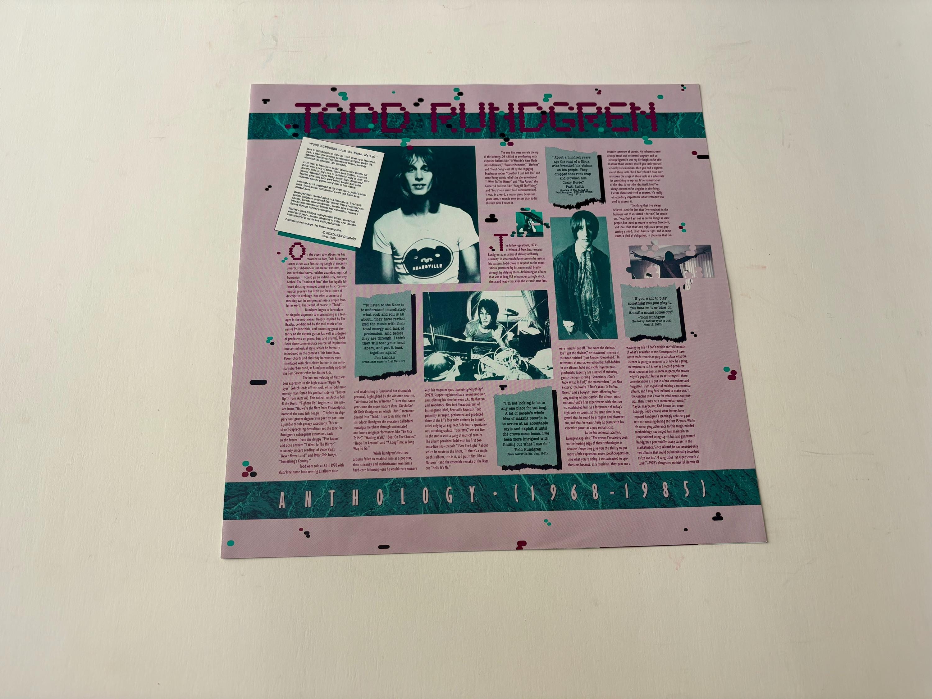 Todd Rundgren - Anthology 1968-1985) Vinyl Record 2LP - 1989
