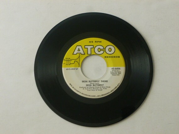 Iron Butterfly In A Gadda Da Vida 45 Record 7 45rpm Etsy