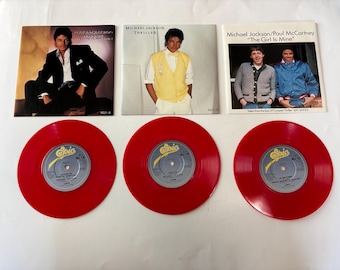 Michael Jackson 7" Red Vinyl Record Lot Of 3 – Thriller And More 1983 UK