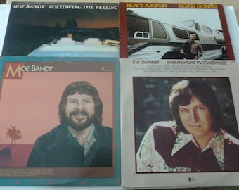 Lot de 4 disques vinyles Moe Bandy - Joe Stampley-Hoyt Axton Vinyl Records Vente