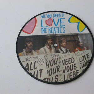 The Beatles All You Need Is Love 7 Picture Disc 45rpm Record Black Frame RP 5620 Parlophone Records 1987 Record Sale image 3