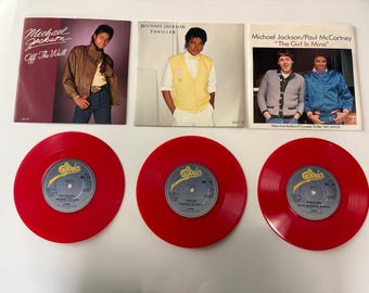 Michael Jackson 7" Red Schallplatten Lot - Thriller - The Girl Is Mine - Off The Wall