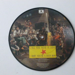 The Beatles All You Need Is Love 7 Picture Disc 45rpm Record Black Frame RP 5620 Parlophone Records 1987 Record Sale image 4