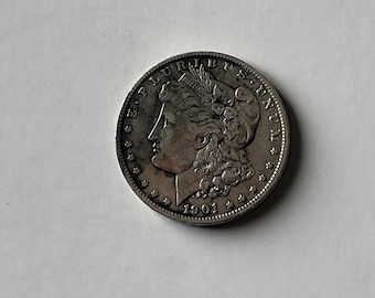 Pièce rare d'un dollar américain Morgan de 1901-O en argent