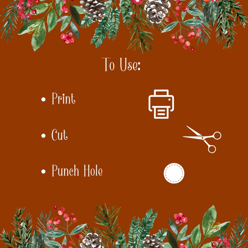 Merry Christmas Gift Tags Printables Retro Christmas Set of 3 Red and ...