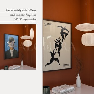 High-quality vertical framed poster mockup in Scandinavian living room decor with warm terracotta walls, natural lighting, and calm setting. Wood frame mockup with realistic glass reflection, created entirely in 3D software (no AI) at 300 DPI resolution. DIN A ratio PSD Photoshop and Photopea compatible. Perfect interior mockup for single frame mockup designs, Contemporary mockup styling, and showcasing artwork or prints in a refined, minimalist space.