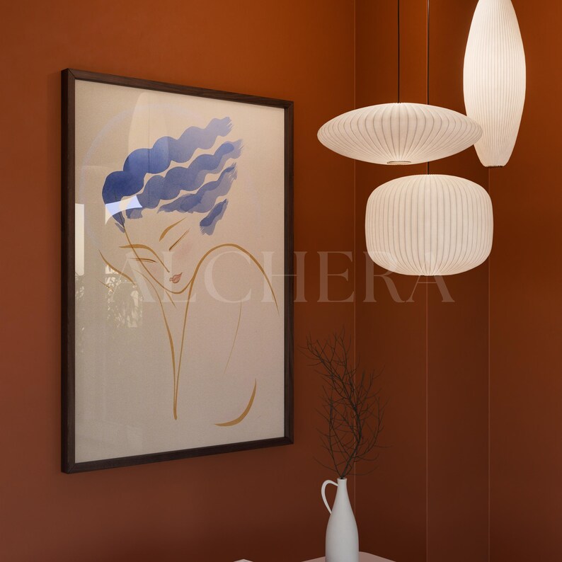 Vertical framed poster mockup in Scandinavian living room decor with warm terracotta walls, natural lighting, and calm setting. Wood frame mockup with realistic glass reflection, perfect for showcasing artwork or prints. High-quality PSD Photoshop and Photopea compatible, DIN A ratio. Ideal single frame mockup for interior mockup presentations, Modern Contemporary mockup styling, and vertical mockup designs highlighting minimalist, elegant wall art.