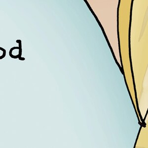 May include: A close-up of the word "good" written in black on a light blue background.