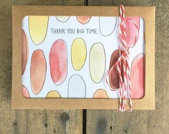 Pack of 8 cards, thank you, appreciation, any occasion, "Thank you big time"