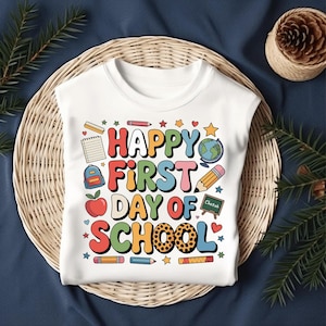 Happy First Day of School SVG PNG PDF, 1st day of school Png, Back to School Svg, First Day Of School Svg, Teacher Svg, Hello school svg,