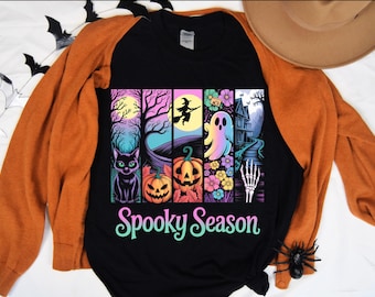 Spooky saison Png, vintage Halloween horreur nuit Png, tendance Halloween PNG, conceptions de chemise d'Halloween, rétro Halloween PNG, film d'horreur PNG