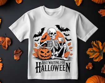 Funny Skeleton Halloween PNG: Vintage Coffee Clipart (Digital Download)