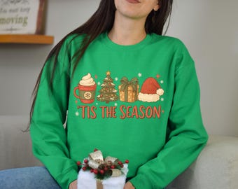 Retro Christmas PNG: 'Tis the Season Watercolor Design (Digital Download)