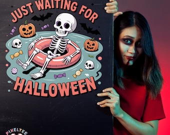 Funny Halloween Skeleton PNG: Spooky Season Clipart (Digital Download, SVG, PDF)