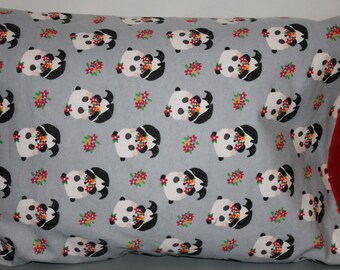 1 New Standard Size Flannel Handmade Pillowcase Lucky Panda