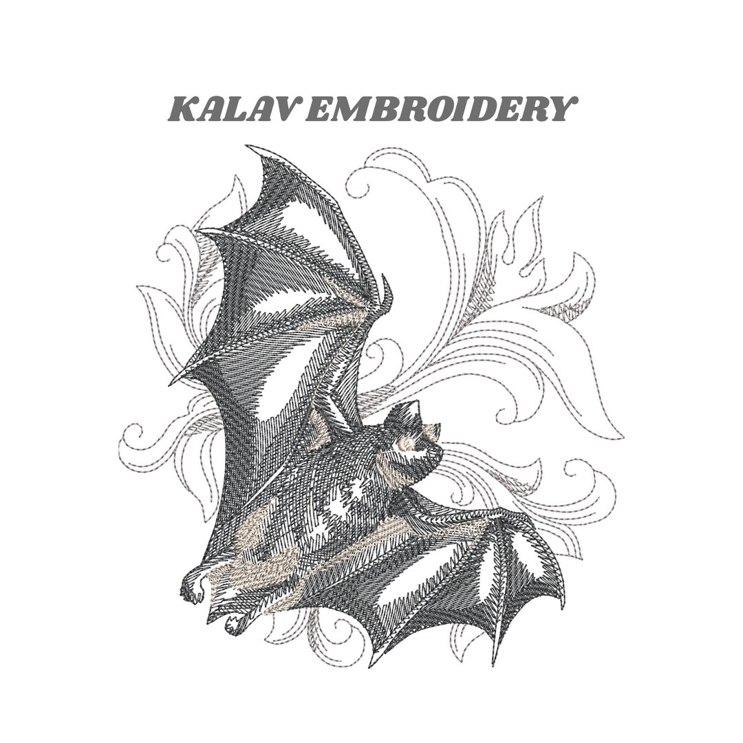 Halloween Bat Embroidery Design – Filigree Scrollwork, Dark Academia ...