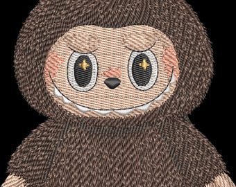 Diseño de bordado Labubu: Disfraz de animal peludo (archivo digital, tamaños de 4 a 6 pulgadas)