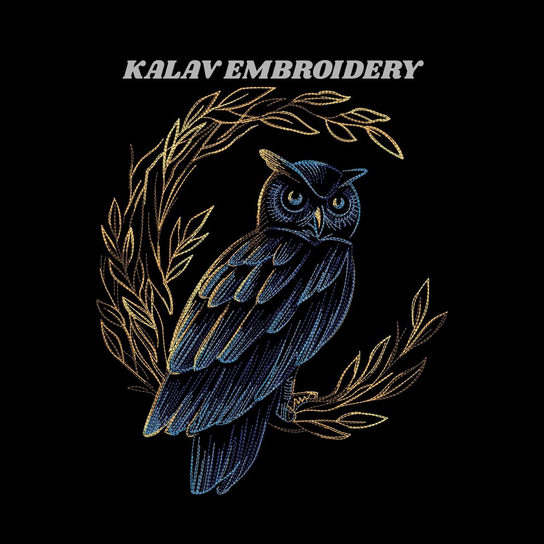Majestic Owl Machine Embroidery Design - Detailed Night Bird Embroidery ...