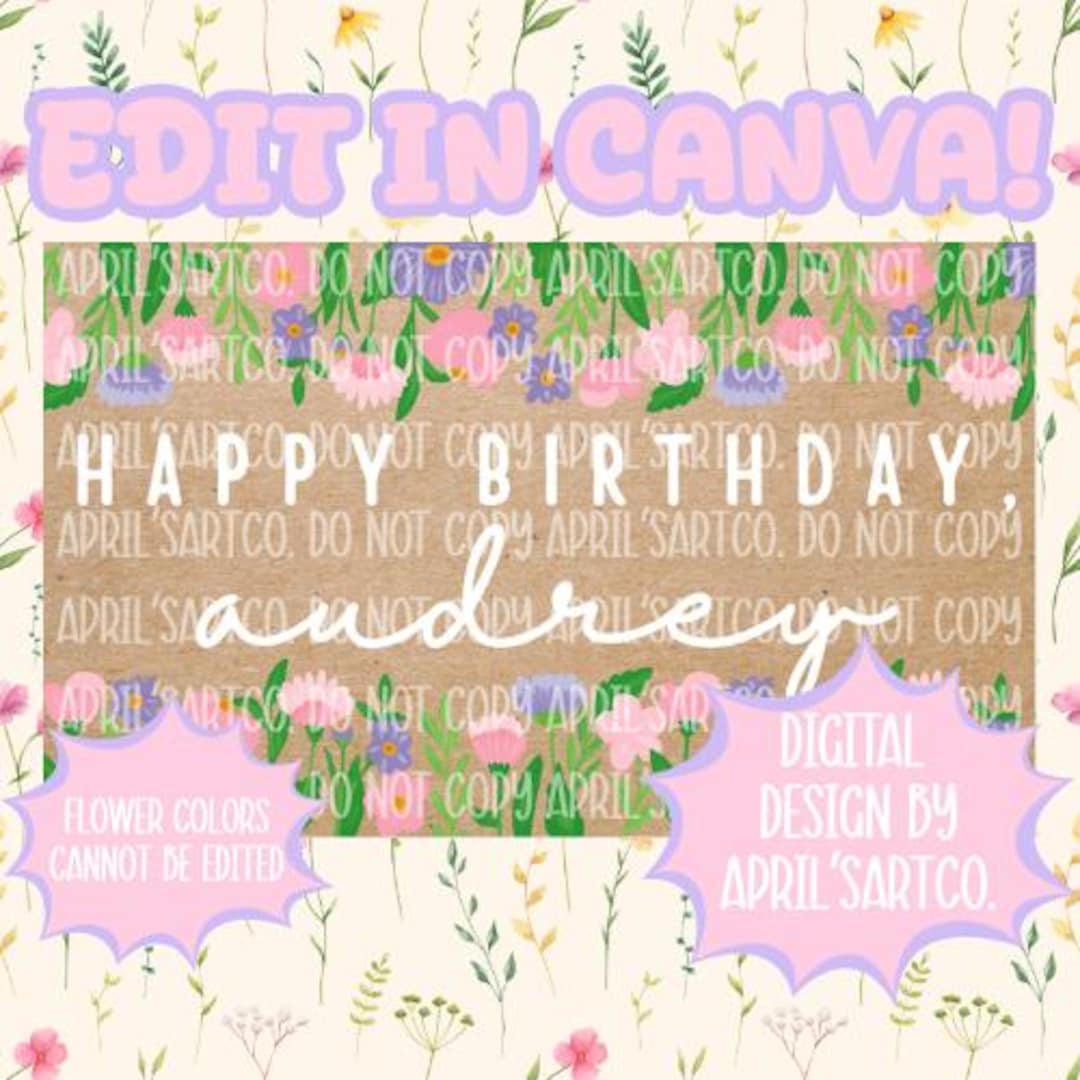 Floral Birthday Design Pink and Purple | Editable Canva Banner ...