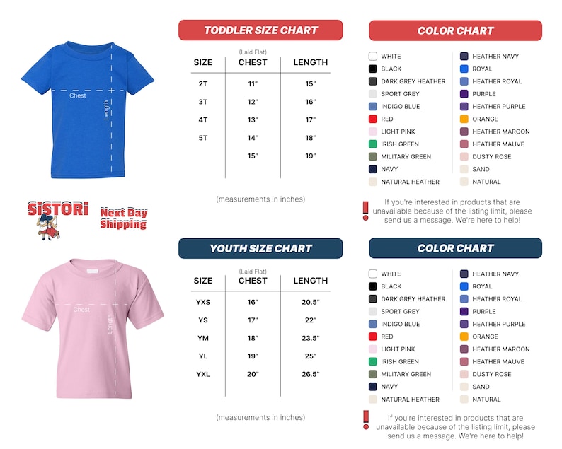 a t - shirt size guide for a toddler size chart