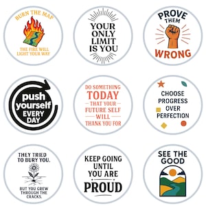 Motivational Quote Stickers Pack | Inspirational Digital Stickers | Printable Positive Affirmations for Planner, Journal, Laptop