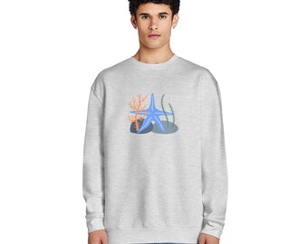 Seestern & Qualle Sweatshirt: Heather Grey Ocean Life Rundhalsausschnitt