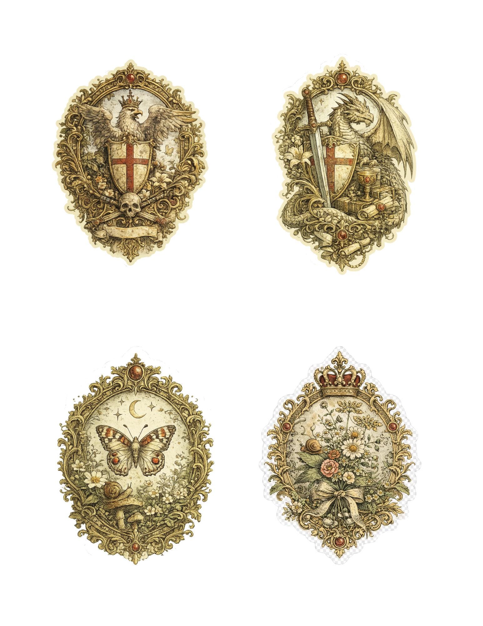 Gothic Medieval Stickers | Dark Academia, Antique Art (set of 12 PNG ...